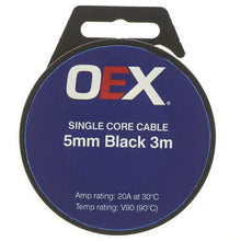 Load image into Gallery viewer, OEX 5mm Single Core Automotive Cable, Black - 3m Roll (NZ Ref.154)
