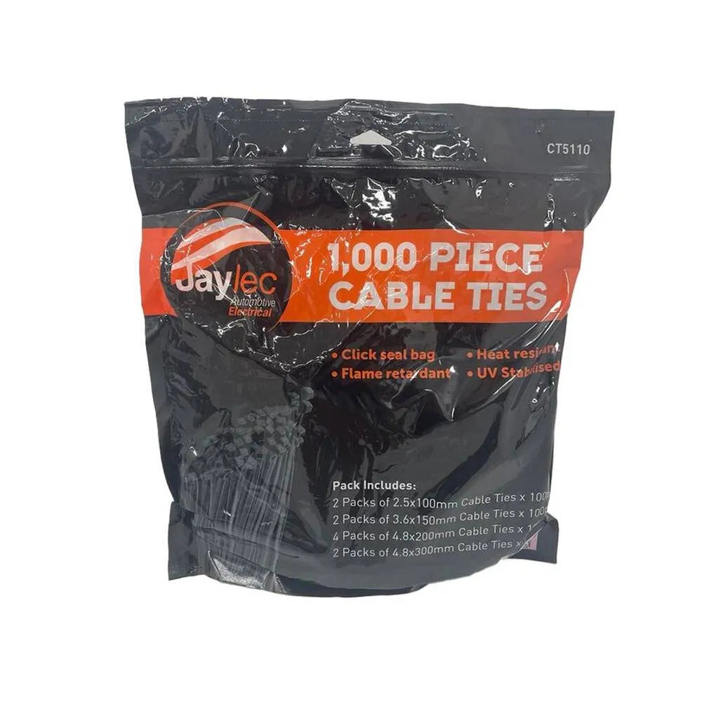 1,000 CABLE TIES BLACK HEAT, UV, FLAME AND UV RESISTANT | CT5110-JAYLEC-Autoignite NZ