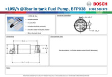 Load image into Gallery viewer, 105L/H @3BAR IN-TANK ELECTRIC FUEL PUMP | BFP0382-BOSCH-Autoignite NZ

