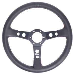 350MM LEATHER STEERING WHEELS DISHED-NZRACEWORKS-Autoignite NZ