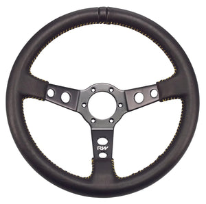 350MM LEATHER STEERING WHEELS ~ FLAT-NZRACEWORKS-Autoignite NZ
