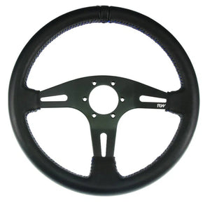 350MM LEATHER STEERING WHEELS ~ FLAT-NZRACEWORKS-Autoignite NZ