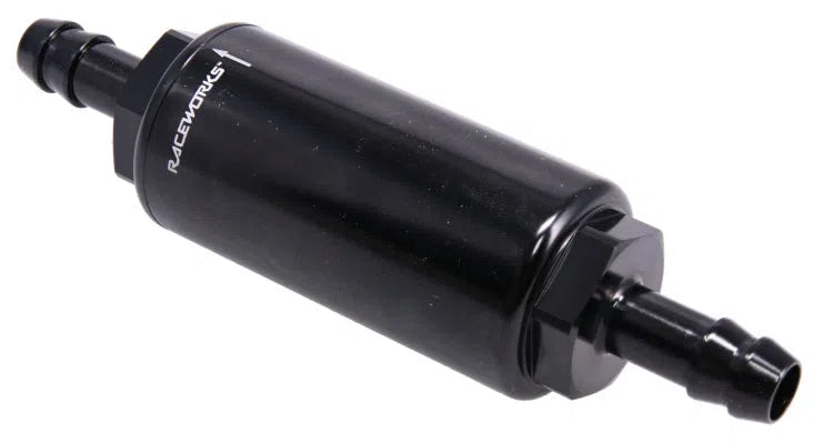 5/16IN BARB 10MICRON MINI BILLET MOTORSPORT FUEL FILTER OD31MM LENGTH 120MM | ALY-227-10BK-AUTOIGNITE-Autoignite NZ