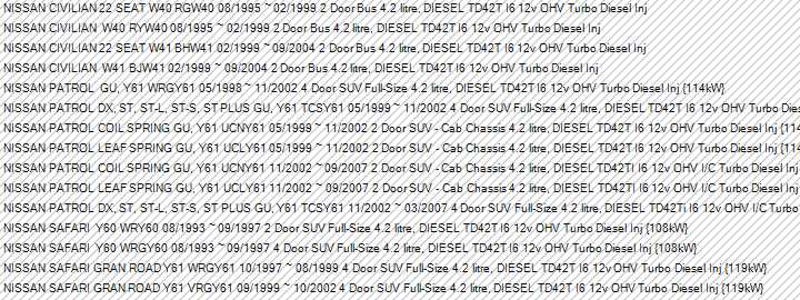 HEAD SET (VRS) NISSAN TD42T