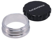 Load image into Gallery viewer, RACEWORKS WELD ON ALUMINUM FILLER WITH BLACK FEMALE CAP 2.5IN | RWF-460-40-ABK
