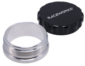 RACEWORKS WELD ON ALUMINUM FILLER WITH BLACK FEMALE CAP 2.5IN | RWF-460-40-ABK