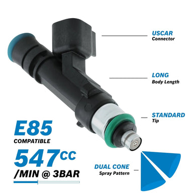 RACEWORKS 547CC BOSCH FULL LENGTH 14MM USCAR CONNECTOR | INJ-198