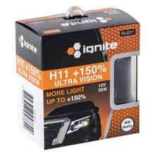 Load image into Gallery viewer, HALOGEN H11 + 150% 12V 55W TWIN PACK GLOBE PGJ19-2 BASE | IGL2211
