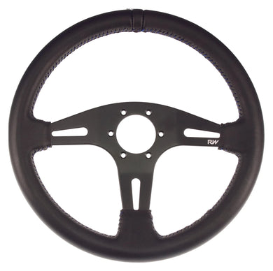 STEERING WHEEL FLAT LEATHER WITH GREY STITCHING | VPR-194GY