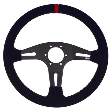 STEERING WHEEL FLAT LEATHER WITH GREY STITCHING | VPR-195GY