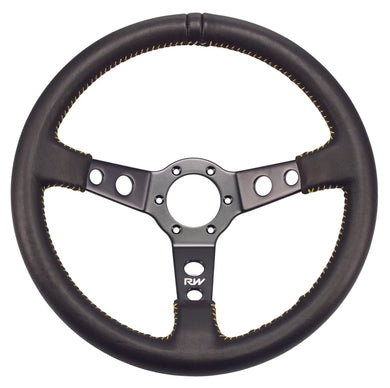STEERING WHEEL DEEP LEATHER WITH YELLOW STITCHING | VPR-194YL