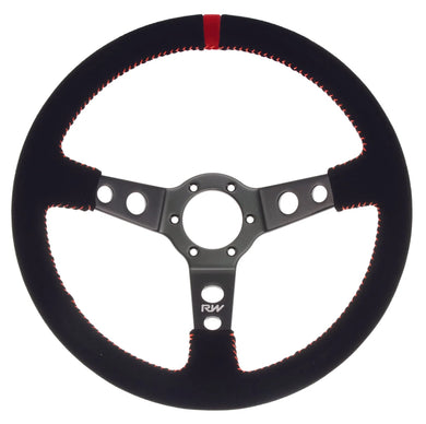 STEERING WHEEL FLAT LEATHER WITH ORANGE STITCHING | VPR-194OR