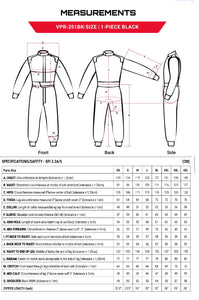 RACEWORKS BLACK RACE SUITS 1PC 2LAYER SFI APPROVED