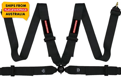 BLACK 4POINT FIA CAM LOCK HARNESS, 3IN BELTS, SNAP HOOK ENDS | VPR-120BK-NZRACEWORKS-Autoignite NZ