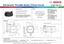 Load image into Gallery viewer, BOSCH ELECTRONIC THROTTLE BODY (74MM BORE) | 0 280 750 474-BOSCH-Autoignite NZ

