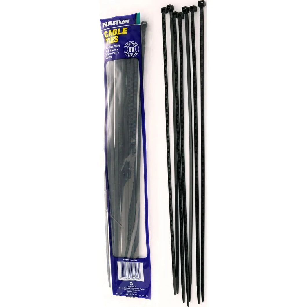 CABLE TIE 4.8 x 370 (25) | 56308-NARVA-Autoignite NZ