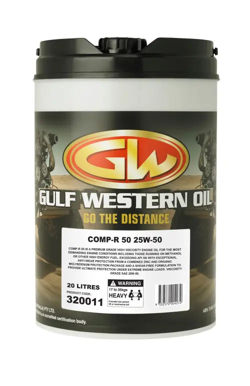 GULF WESTERN COMP-R 50 25W-50 ZINC-ENHANCED ENGINE OIL - 20L-GULF WESTERN-Autoignite NZ