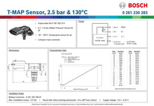 Load image into Gallery viewer, PRESSURE T-MAP SENSOR 2.5 BAR | 0 261 230 283-BOSCH-Autoignite NZ

