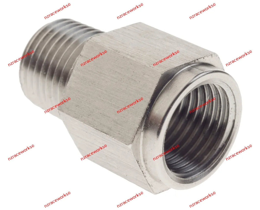 RACEWORKS 1/8 BSPT MALE TO M10 X 1.0 FEMALE SS ADAPTER | RWF-926-02-M10SS-NZRACEWORKS-Autoignite NZ