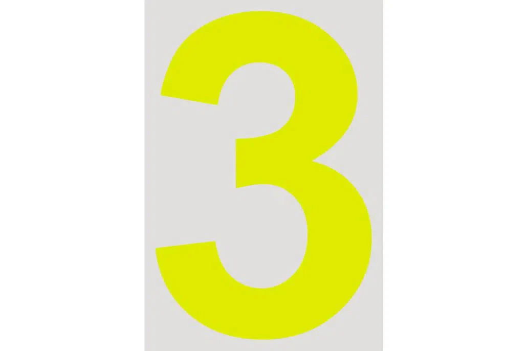 RACEWORKS 28CM DAYGLO YELLOW NUMBER 3 CAMS APPROVED | VPR-025-3-NZRACEWORKS-Autoignite NZ