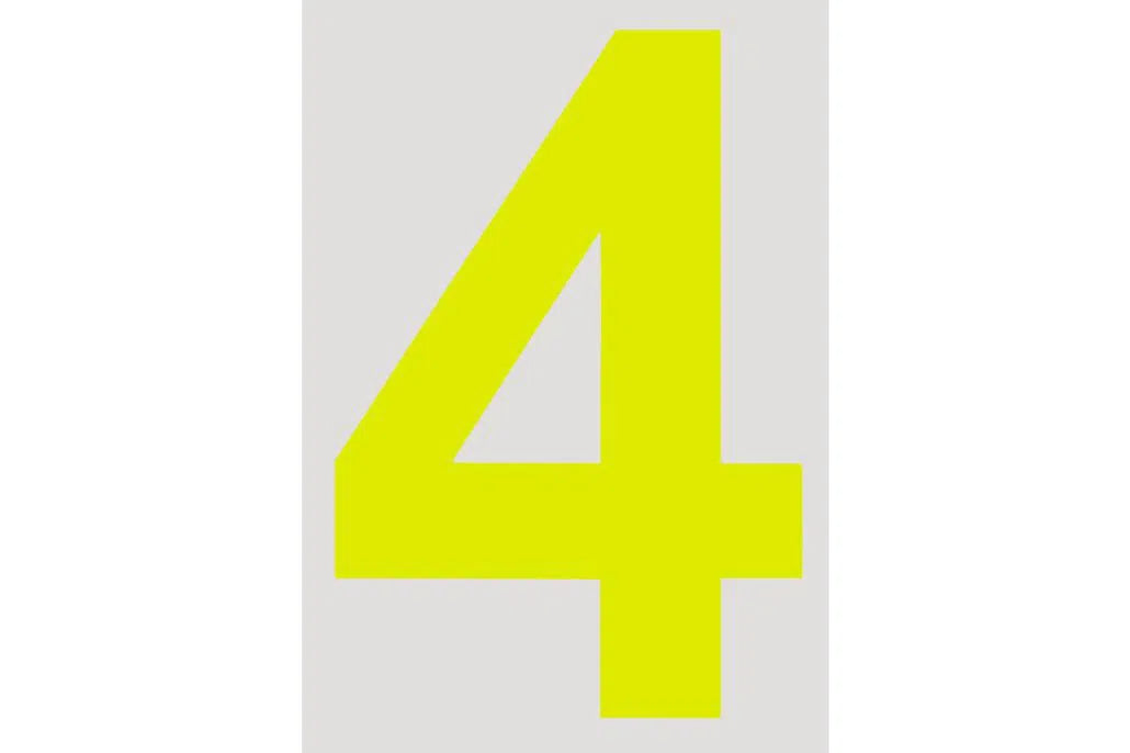RACEWORKS 28CM DAYGLO YELLOW NUMBER 4 CAMS APPROVED | VPR-025-4-NZRACEWORKS-Autoignite NZ