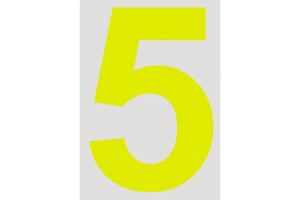 RACEWORKS 28CM DAYGLO YELLOW NUMBER 5 CAMS APPROVED | VPR-025-5-NZRACEWORKS-Autoignite NZ