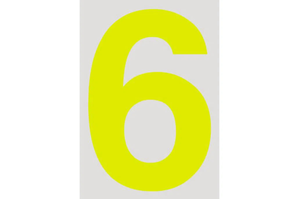RACEWORKS 28CM DAYGLO YELLOW NUMBER 6 CAMS APPROVED | VPR-025-6-NZRACEWORKS-Autoignite NZ