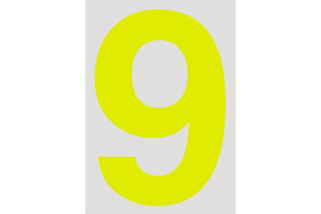 RACEWORKS 28CM DAYGLO YELLOW NUMBER 9 CAMS APPROVED | VPR-025-9-NZRACEWORKS-Autoignite NZ