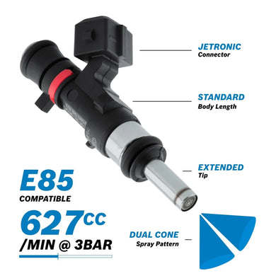 RACEWORKS 627CC BOSCH EV14 INJECTOR 3/4 LENGTH EXTENDED NOSE | INJ-297