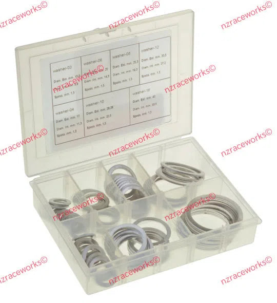 RACEWORKS ALUMINIUM WASHER KIT 10 OF EACH SIZE AN-3 TO AN-16 | RWF-901-KIT-NZRACEWORKS-Autoignite NZ