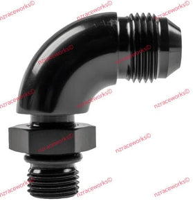 RACEWORKS AN-10 FLARE TO AN-8 O-RING 90DEG ADAPTER | RWF-922-10-08BK-NZRACEWORKS-Autoignite NZ
