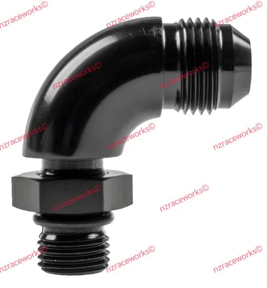 RACEWORKS AN-10 FLARE TO AN-8 O-RING 90DEG ADAPTER | RWF-922-10-08BK-NZRACEWORKS-Autoignite NZ