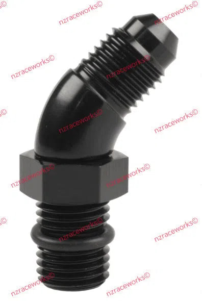 RACEWORKS AN-4 45DEG O-RING BOSS TO FLARE ADAPTER | RWF-923-04BK-NZRACEWORKS-Autoignite NZ