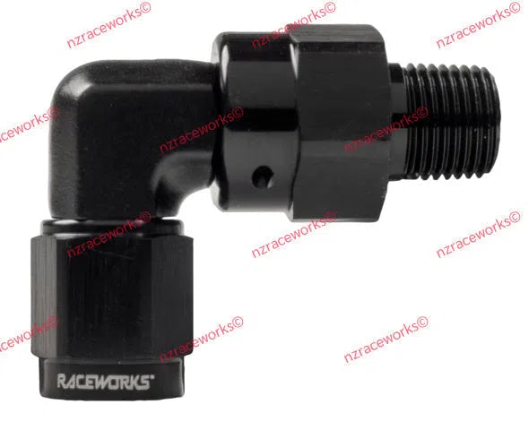 RACEWORKS AN-4 SWIVEL TO NPT SWIVEL 1/8'' 90 DEG | RWF-623-04BK-NZRACEWORKS-Autoignite NZ