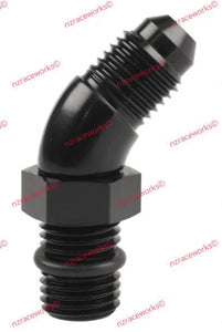 RACEWORKS AN-6 45DEG O-RING BOSS TO FLARE ADAPTER | RWF-923-06BK-NZRACEWORKS-Autoignite NZ