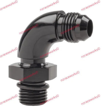 RACEWORKS AN-6 90DEG O-RING BOSS TO FLARE ADAPTER | RWF-922-06BK-NZRACEWORKS-Autoignite NZ