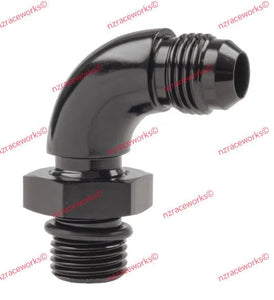 RACEWORKS AN-6 90DEG O-RING BOSS TO FLARE ADAPTER | RWF-922-06BK-NZRACEWORKS-Autoignite NZ
