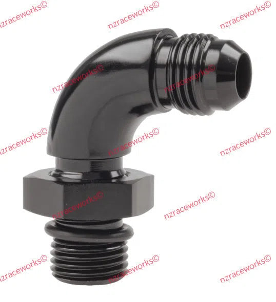 RACEWORKS AN-6 90DEG O-RING BOSS TO FLARE ADAPTER | RWF-922-06BK-NZRACEWORKS-Autoignite NZ