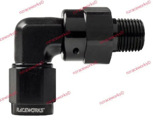 RACEWORKS AN SWIVELS TO NPT SWIVEL 90 DEGREES-NZRW-Autoignite NZ