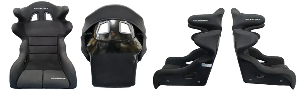 RACEWORKS CARBON SEAT WITH WINGS BLACK CLOTH FIA APPROVED ~ MEDIUM-NZRACEWORKS-Autoignite NZ
