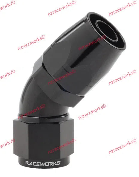 RACEWORKS CUTTER HOSE FITTING AN-10 45 DEG | RWF-102-10BK-NZRACEWORKS-Autoignite NZ