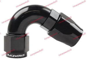 RACEWORKS CUTTER HOSE FITTING AN-4 120 DEG | RWF-104-04BK-NZRACEWORKS-Autoignite NZ