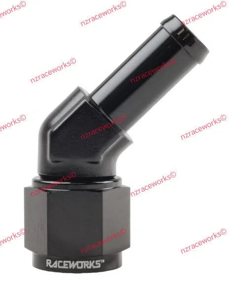 RACEWORKS FEMALE AN-8 TO 1/2'' BARB 45 DEG | RWF-412-08BK-NZRACEWORKS-Autoignite NZ