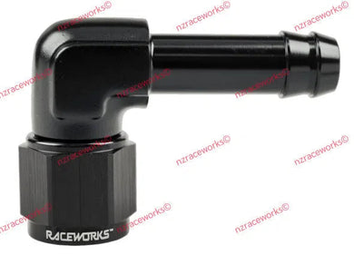 RACEWORKS FEMALE AN-8 TO 1/2'' BARB 90 DEG | RWF-413-08BK-NZRACEWORKS-Autoignite NZ