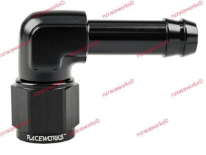 RACEWORKS FEMALE AN-8 TO 1/2'' BARB 90 DEG | RWF-413-08BK-NZRACEWORKS-Autoignite NZ