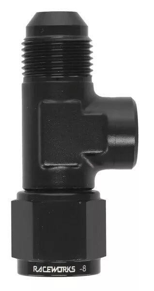 RACEWORKS FEMALE SWIVEL TO MALE AN-6 WITH 1/8IN NPT TEMP SENSOR PORT | RWF-135-06BK-NZRACEWORKS-Autoignite NZ