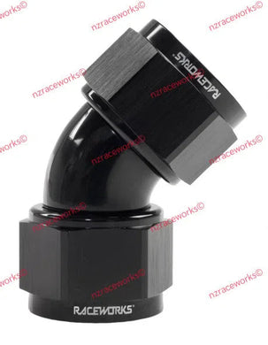 RACEWORKS FEMALE TO FEMALE SWIVEL AN-20 45DEG | RWF-132-20BK-NZRACEWORKS-Autoignite NZ