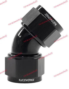 RACEWORKS FEMALE TO FEMALE SWIVEL AN-20 45DEG | RWF-132-20BK-NZRACEWORKS-Autoignite NZ