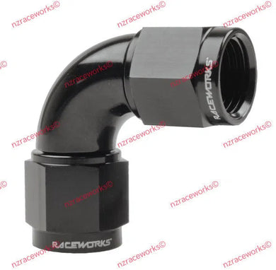 RACEWORKS FEMALE TO FEMALE SWIVEL AN-6 90 DEG | RWF-133-06BK-NZRACEWORKS-Autoignite NZ