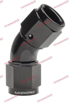 RACEWORKS FEMALE TOYOTA FEMALE SWIVEL AN-6 45 DEG | RWF-132-06BK-HOSE FITTING-NZRACEWORKS-Autoignite NZ